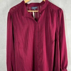 Modcloth Plus Size Always Polished Burgundy Button Up Top Size 2X